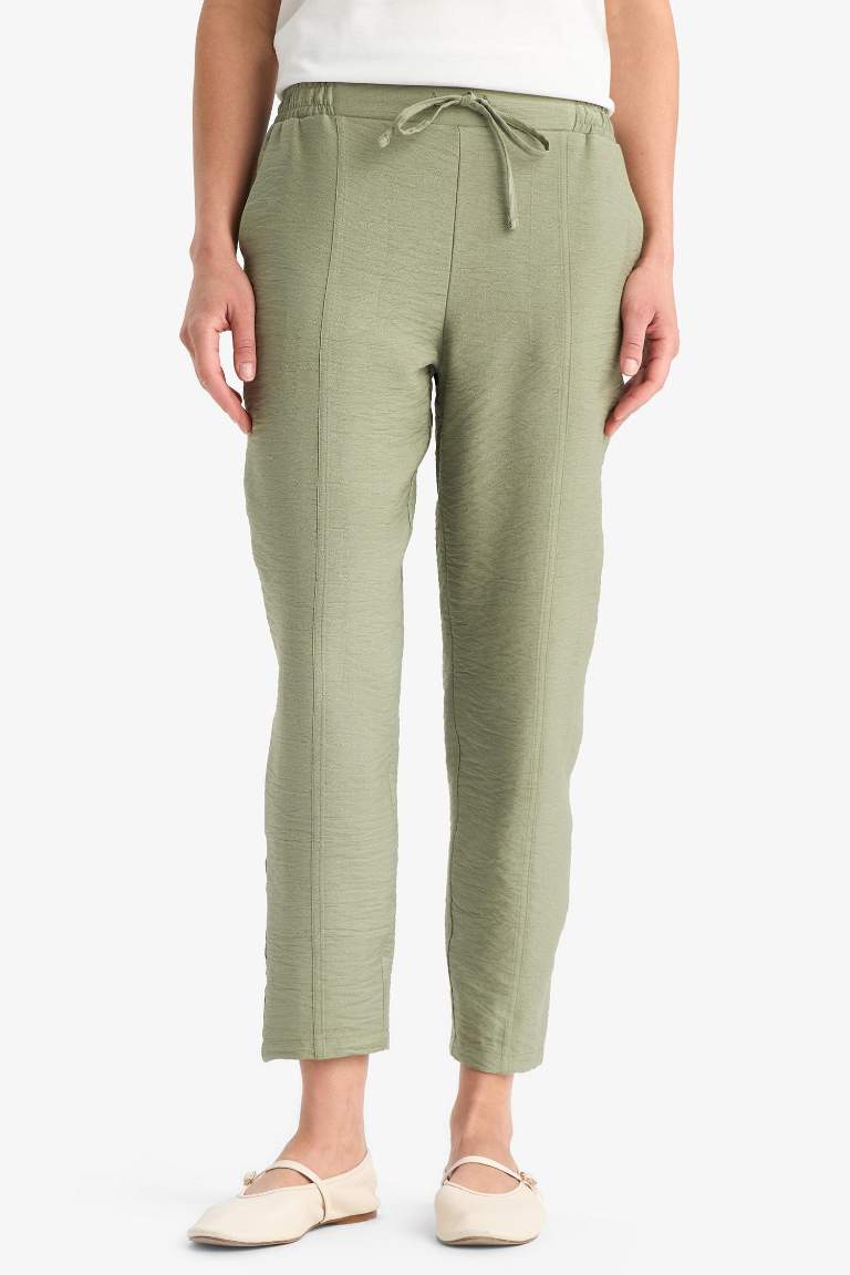 Lastikli Bel Bağcıklı Basic Düz Paça Jogger Pantolon