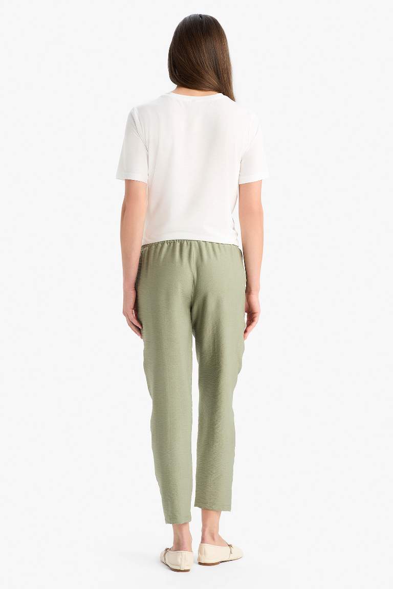 Lastikli Bel Bağcıklı Basic Düz Paça Jogger Pantolon