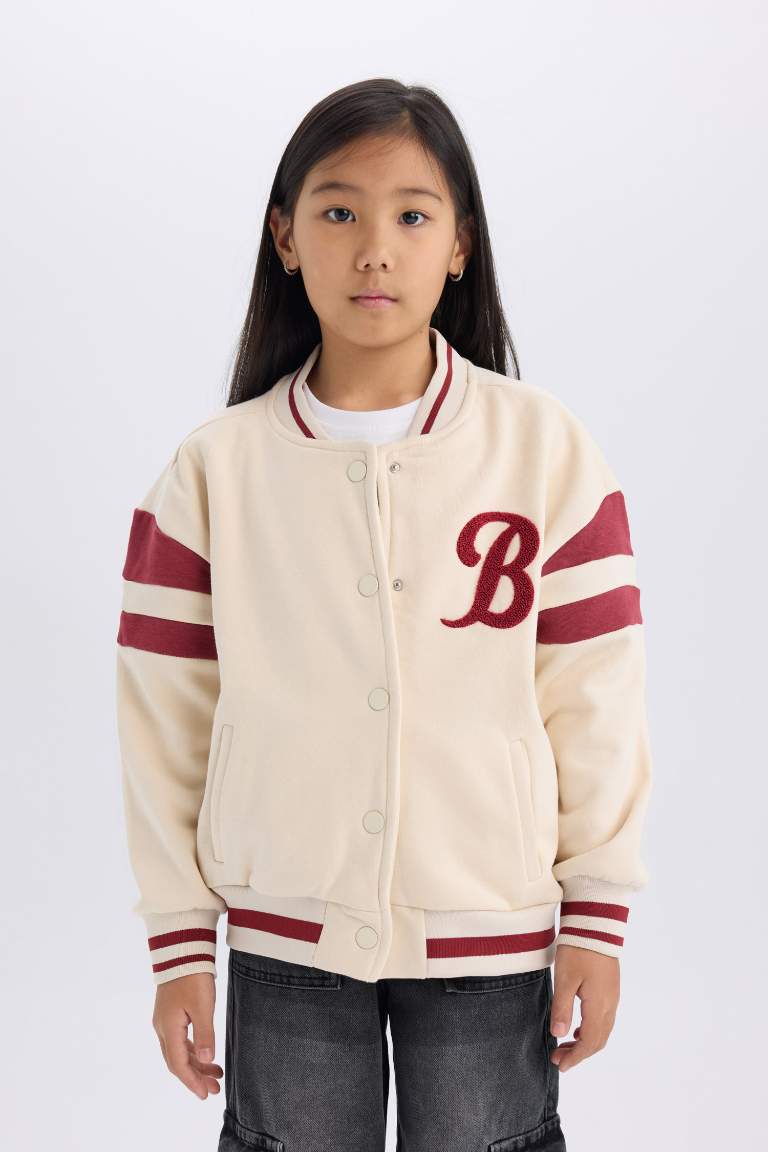 Girl Printed College Colla Bomber Jacket