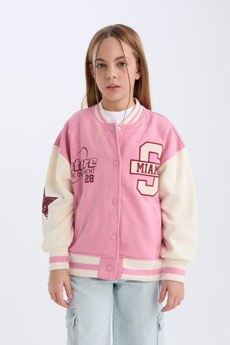 Girl Printed Thick Soft Furry Inside Bomber Jacket