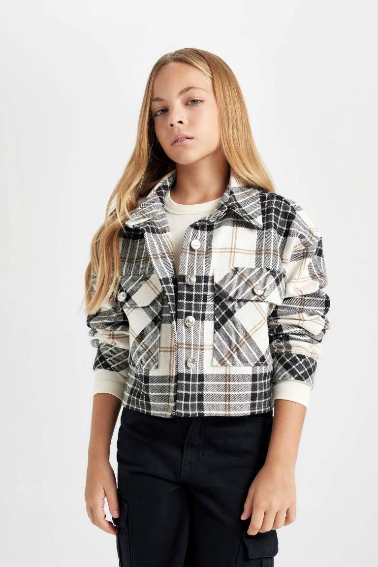 Girl Double Pocket Crop Jacket