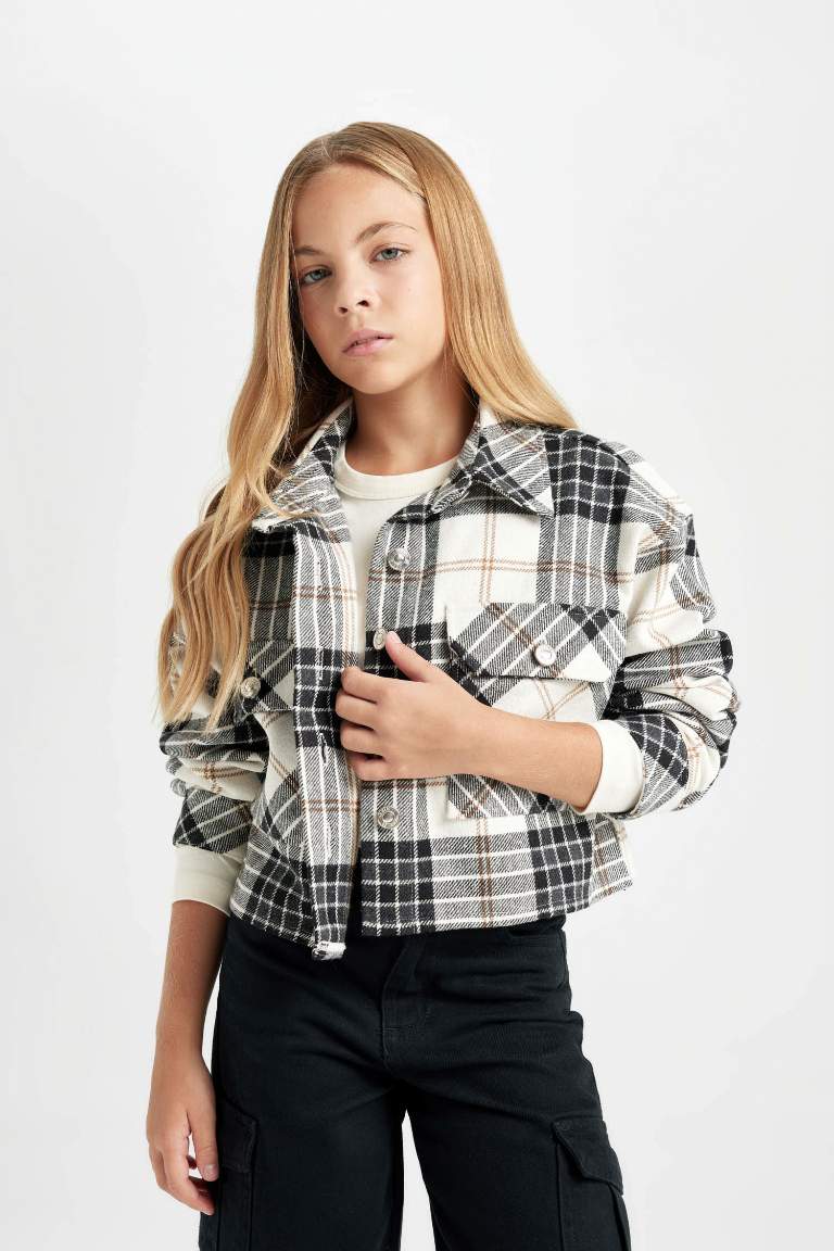 Girl Double Pocket Crop Jacket