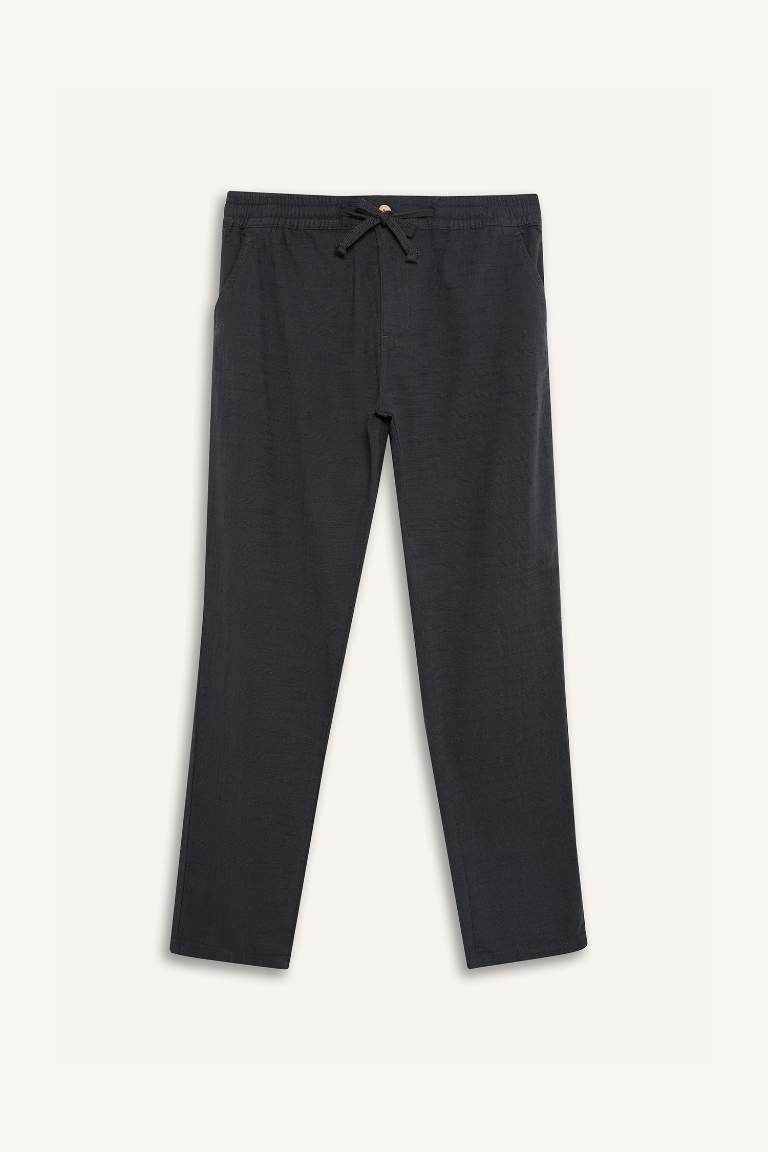 Летние Jogger брюки slim fit с карманами и прямыми штанинами