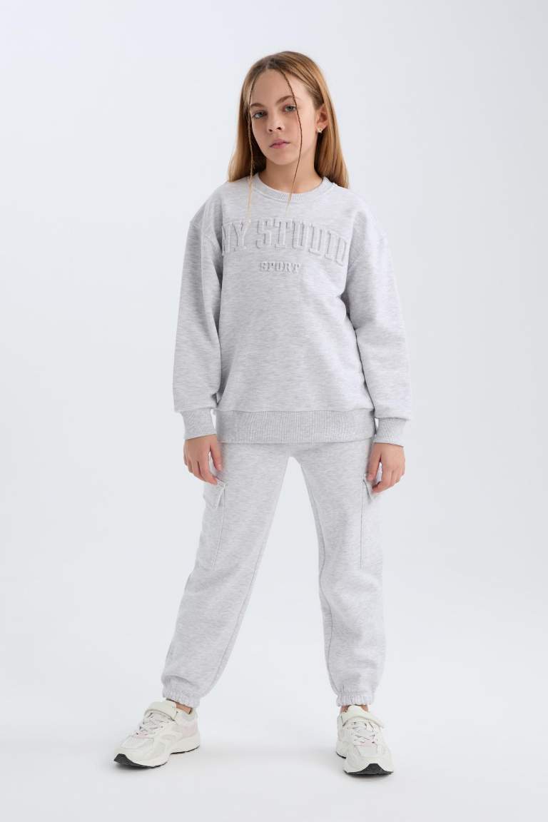 Girl Elastic Waist Leg Cargo Sweatpants