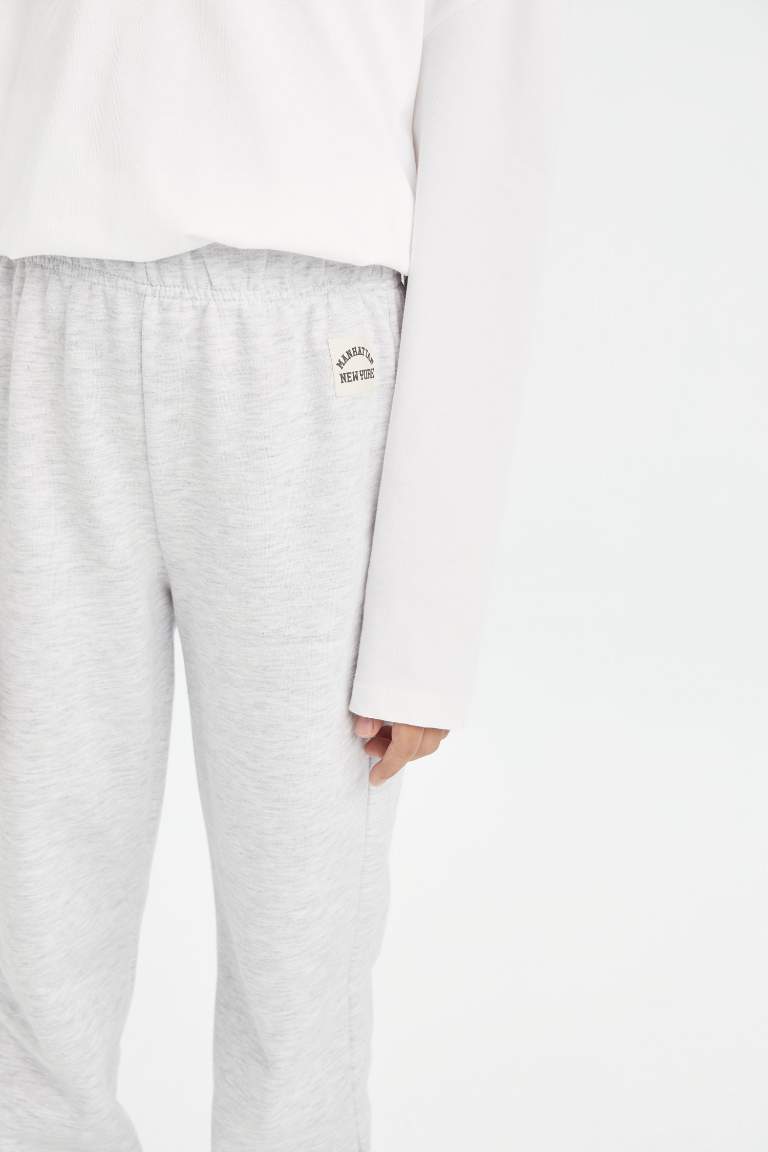 Girl Elastic Waist Leg Printed Jogger Sweatpants