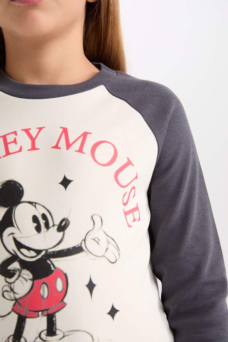 T-Shirt Crop à Manches Longues Mickey & Minnie à Col rond pour Fille