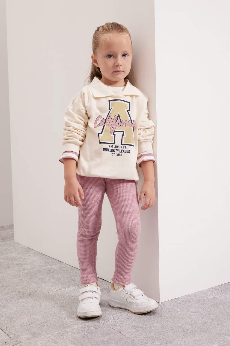 Baby Girl Shirt Collar Printed Sweatshirt