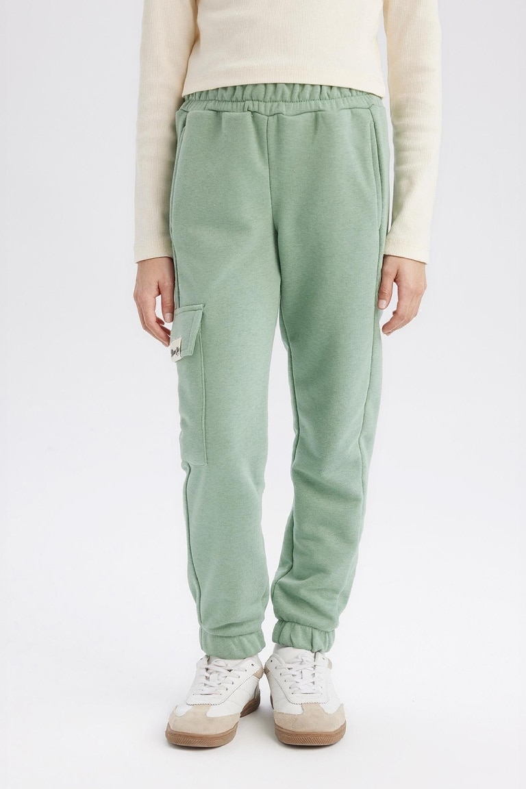 Girl Elastic Waist Leg Cargo Jogger Sweatpants