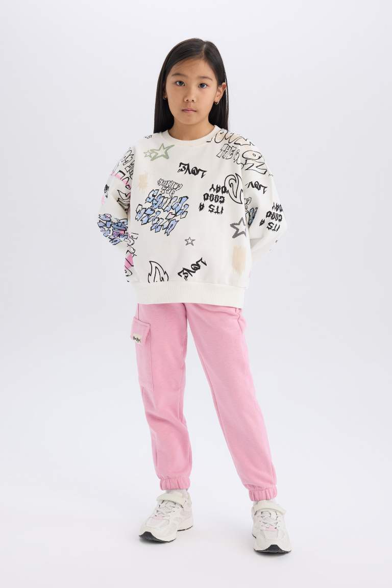 Girl Elastic Waist Cargo Jogger Sweatpants