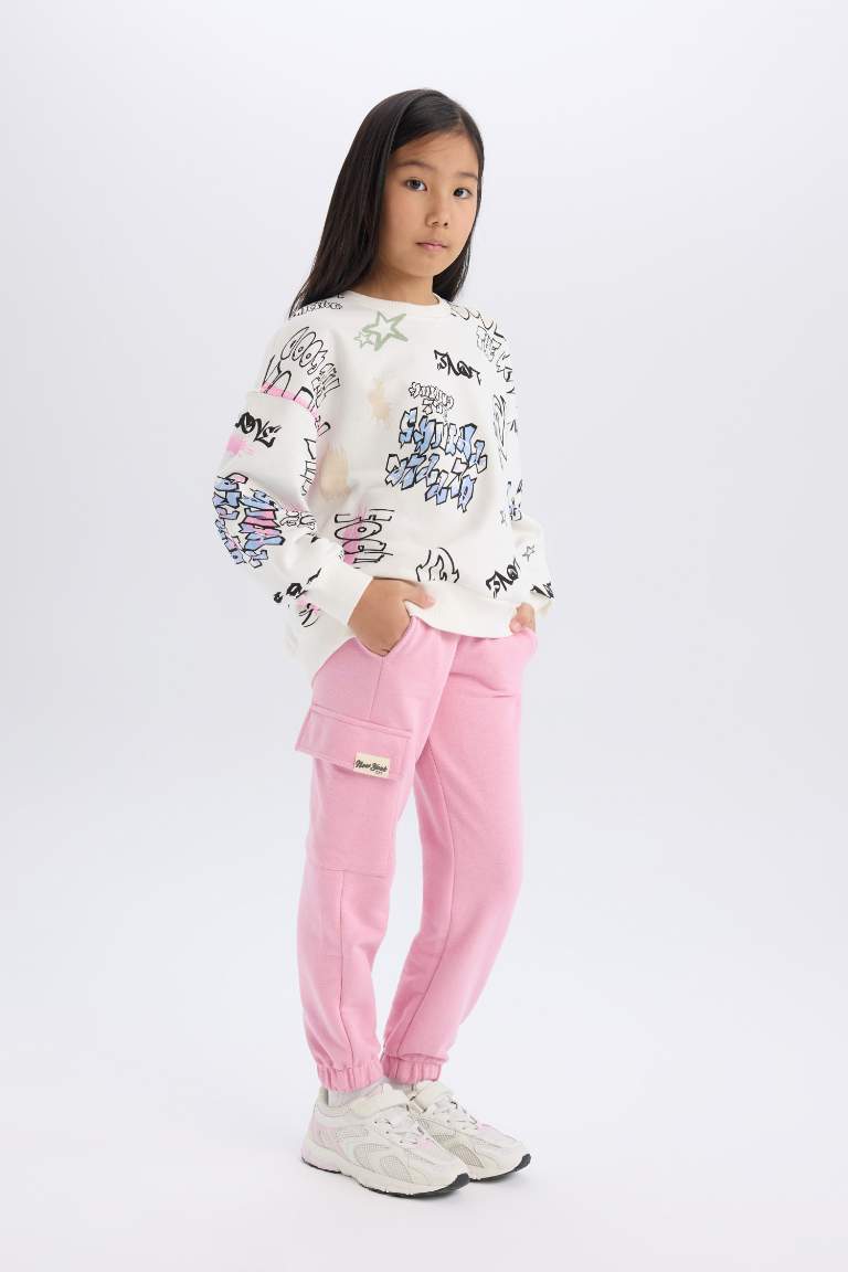 Girl Elastic Waist Cargo Jogger Sweatpants