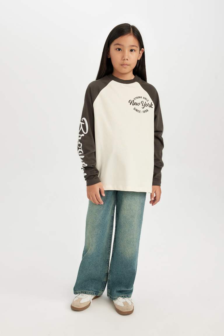 Girl Oversize Fit Wide Fit Crew Neck Printed T-Shirt