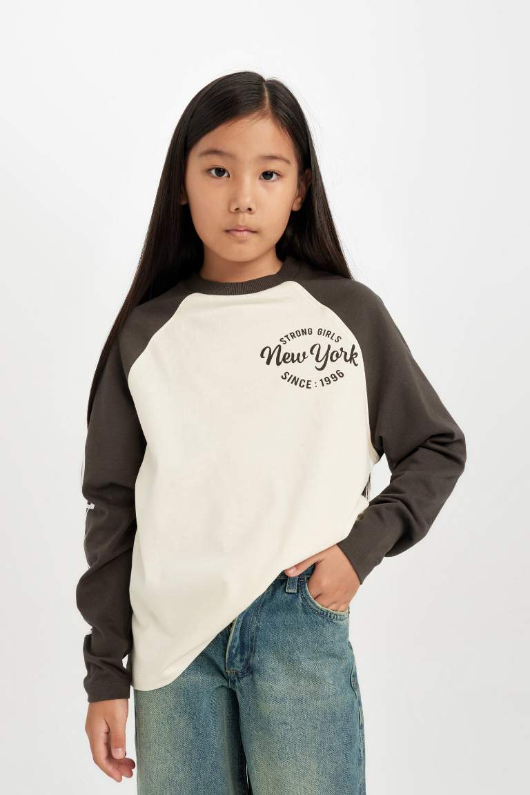 Girl Oversize Fit Wide Fit Crew Neck Printed T-Shirt