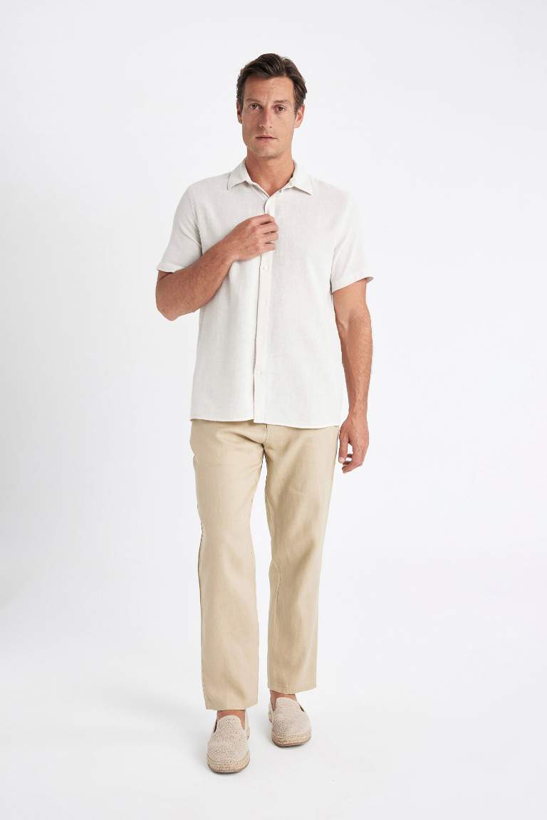 Regular Fit Polo Collar Cotton Short Sleeve Shirt