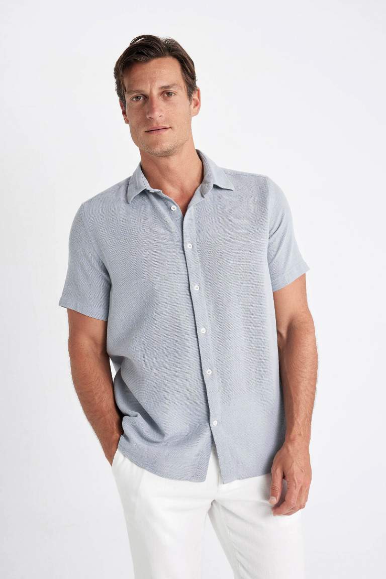 Regular Fit Polo Collar Cotton Short Sleeve Shirt