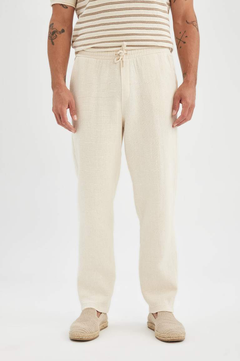 Relax Fit Regular Hem Cotton Trousers