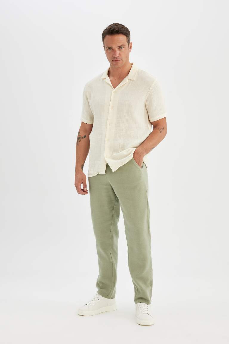 Relax Fit Regular Hem Cotton Trousers