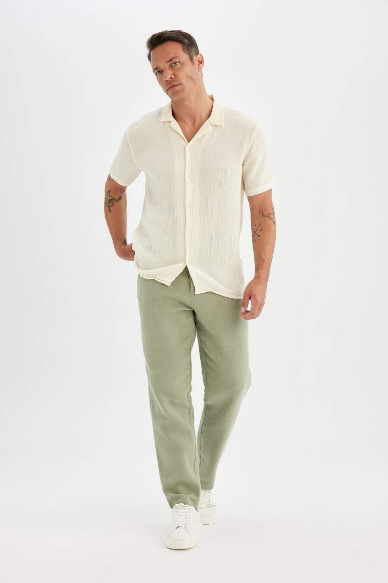 Relax Fit Regular Hem Cotton Trousers