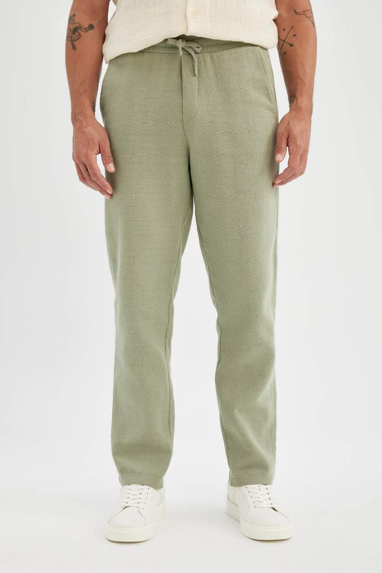 Relax Fit Regular Hem Cotton Trousers