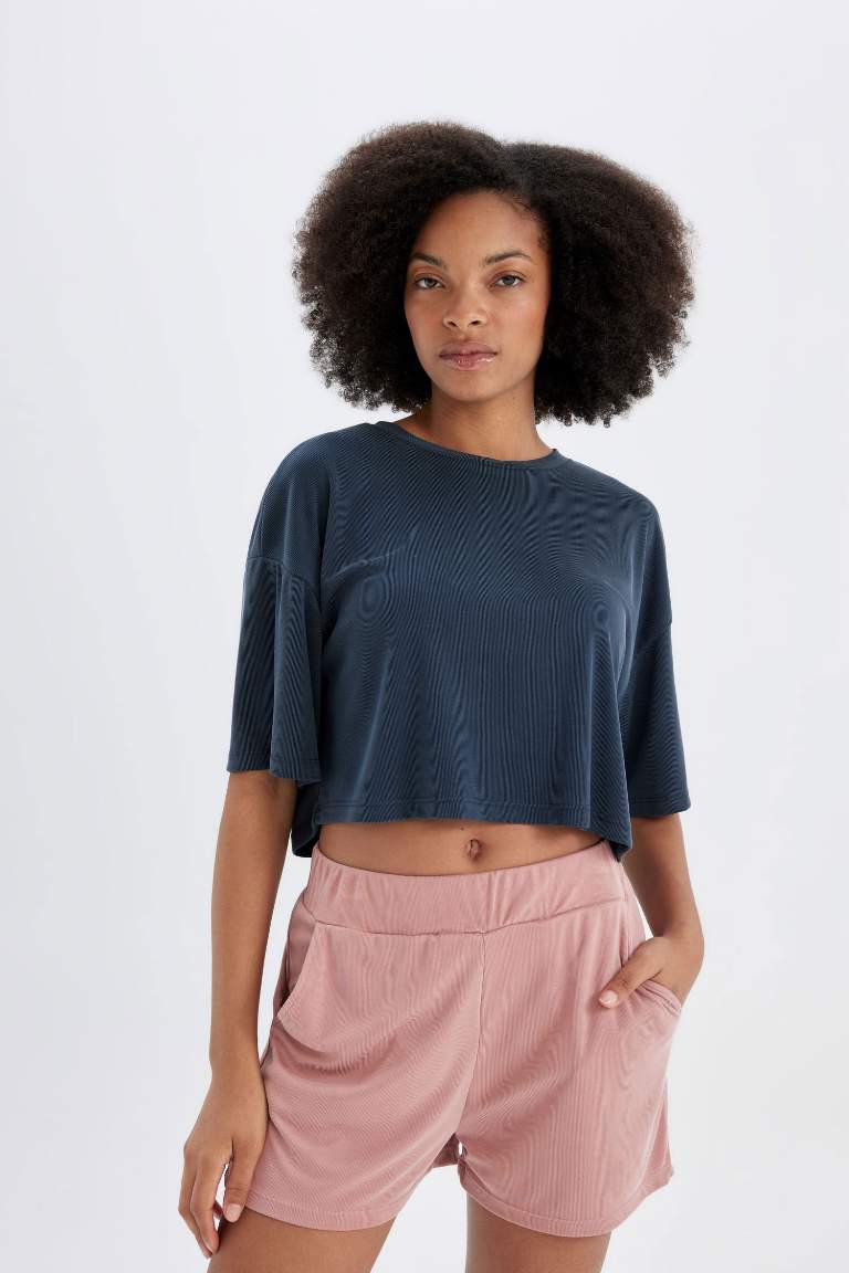 Crop Crew Neck modal Short Sleeve T-Shirt