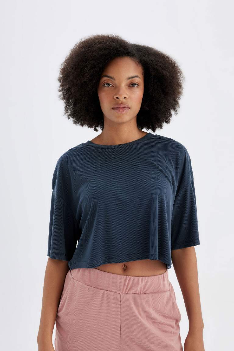 Crop Crew Neck modal Short Sleeve T-Shirt