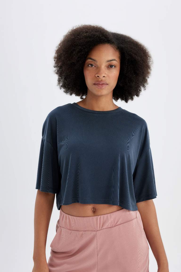 Crop Crew Neck modal Short Sleeve T-Shirt