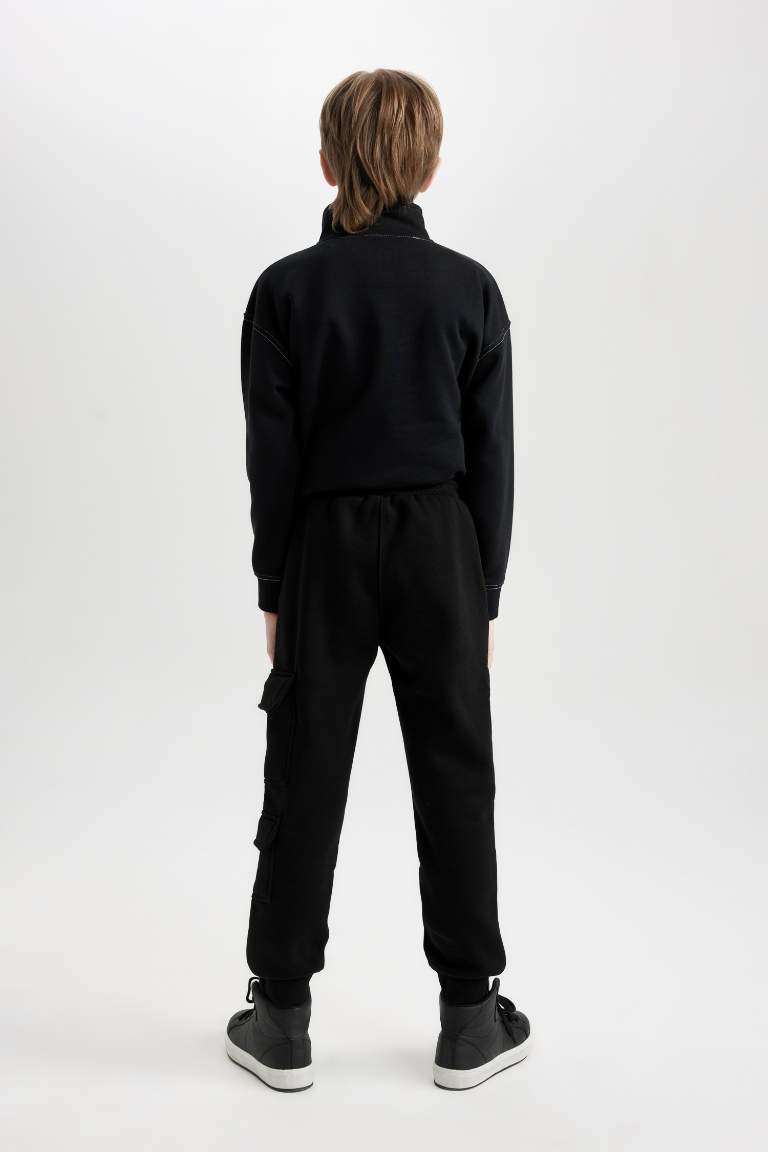 Pantalon Jogging noir à taille élastique et jambes larges pour Fille