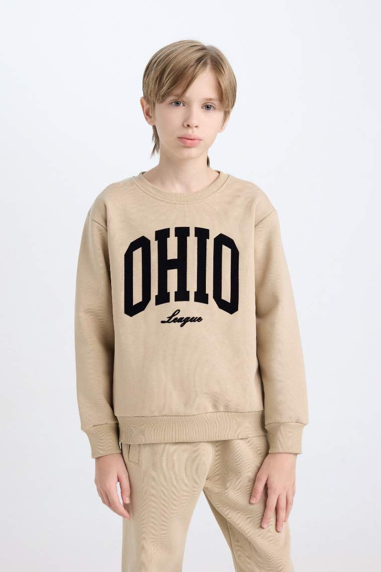 Boy Crew Neck Printed Thick Sweatshirt