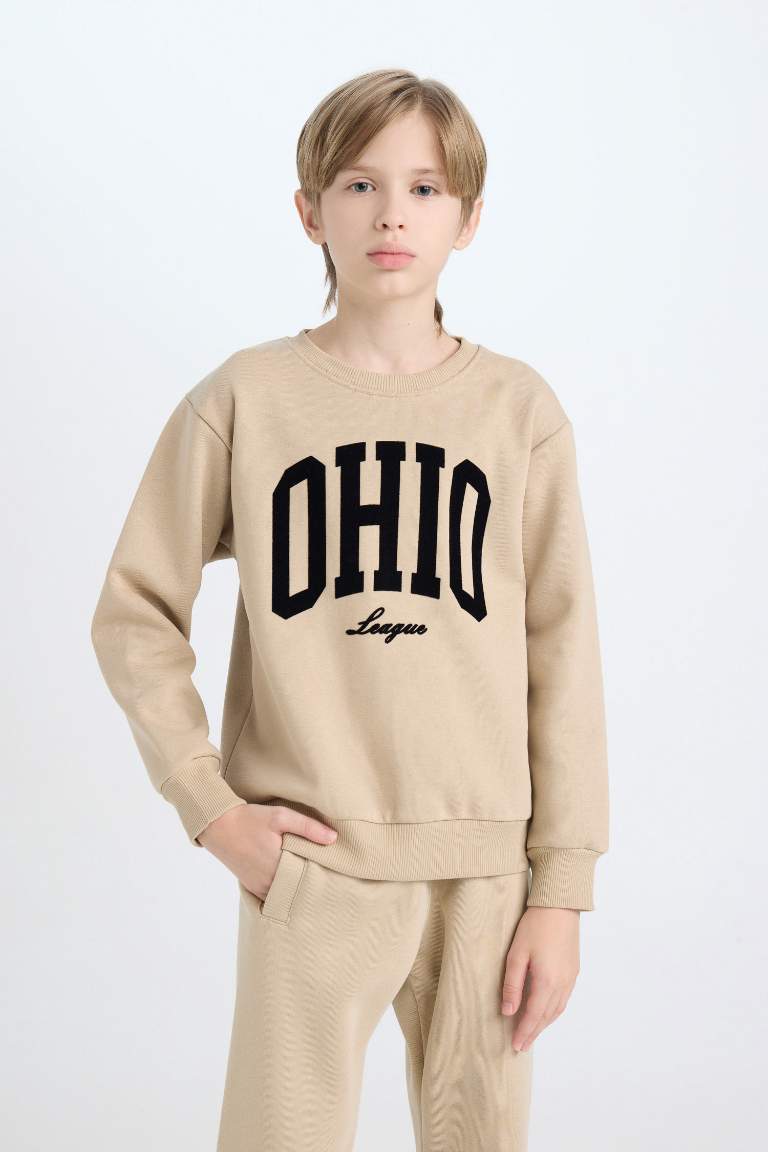 Boy Crew Neck Printed Thick Sweatshirt