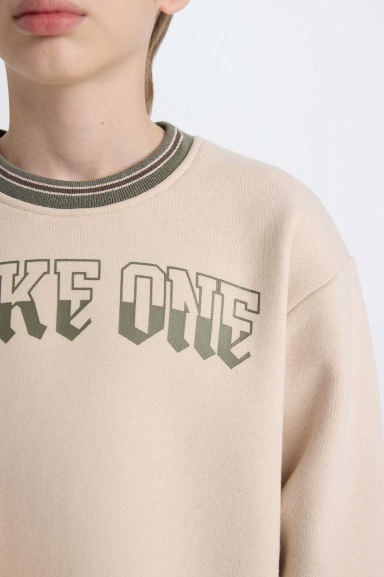 Boy Crew Neck Printed Thick Sweatshirt