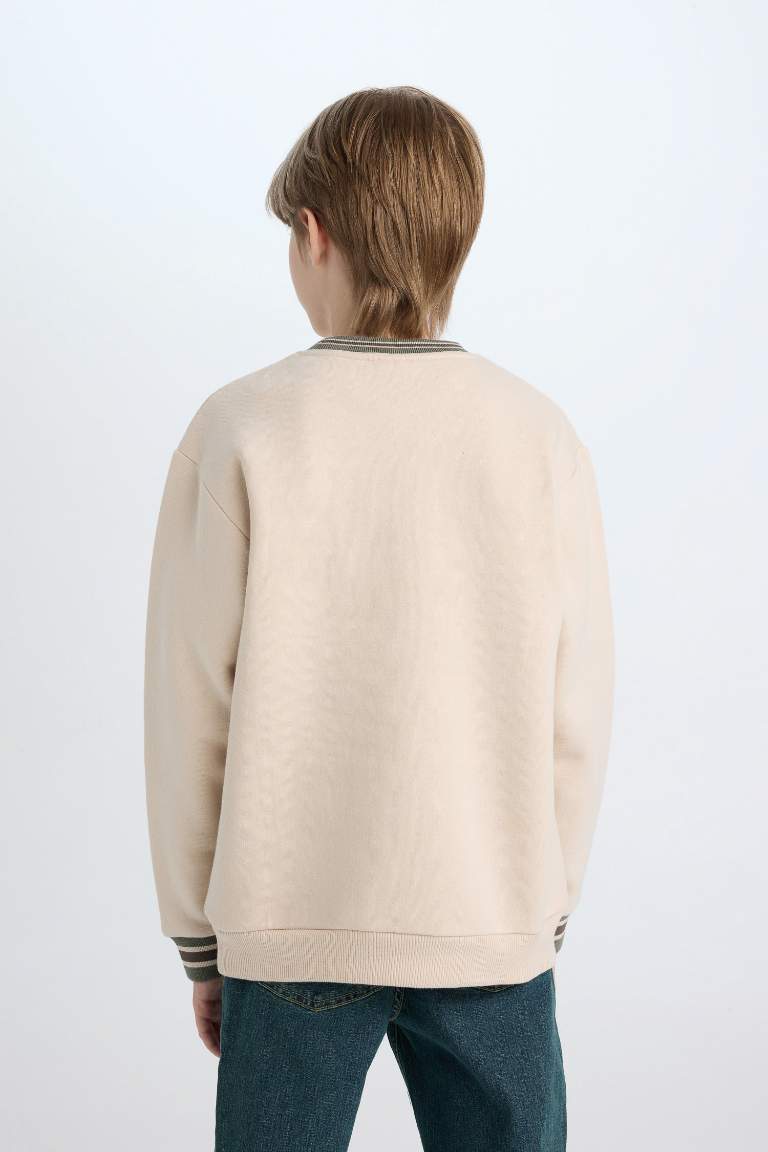 Sweat-shirt en Tissu épais à Coupe Régulière et Col rond