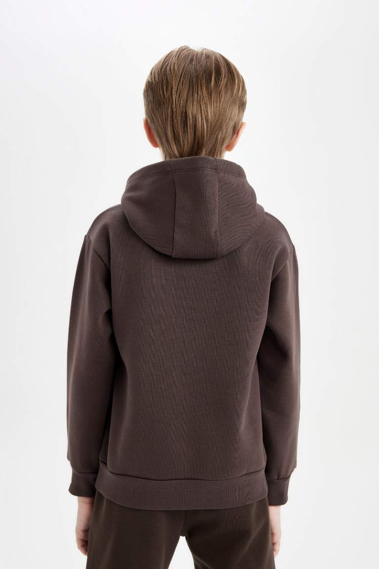 Boy Printed Hooded Thick Sweatshirt