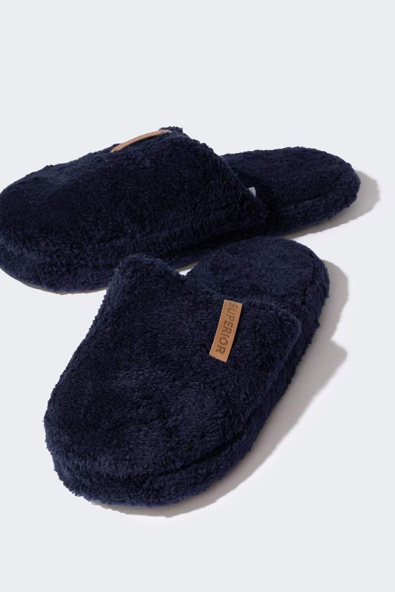 Man Flat Sole Plush Home Slippers