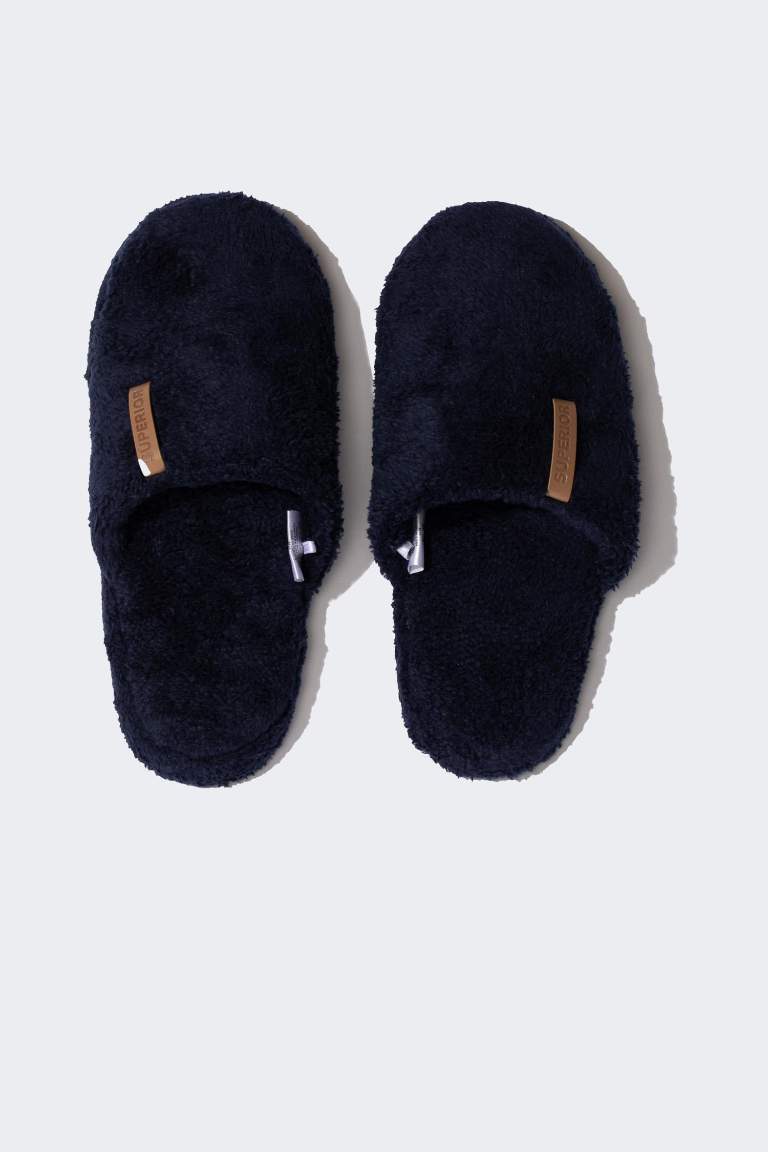 Man Flat Sole Plush Home Slippers