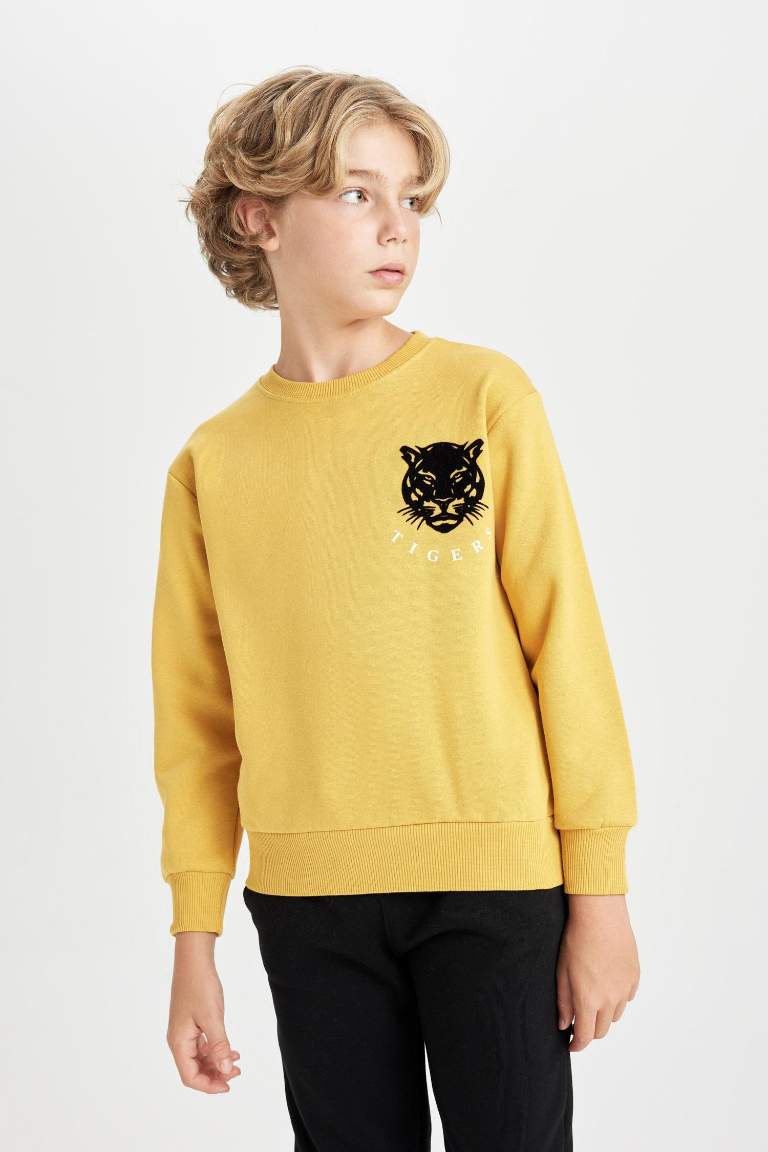 Boy Crew Neck Tiger Printed Sweatshirt