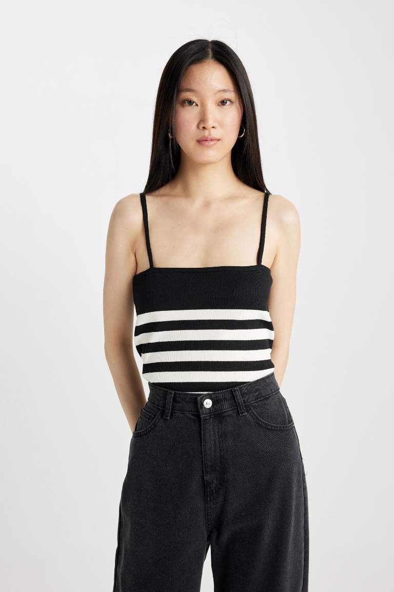 Fitted Striped Strappy Tank Top