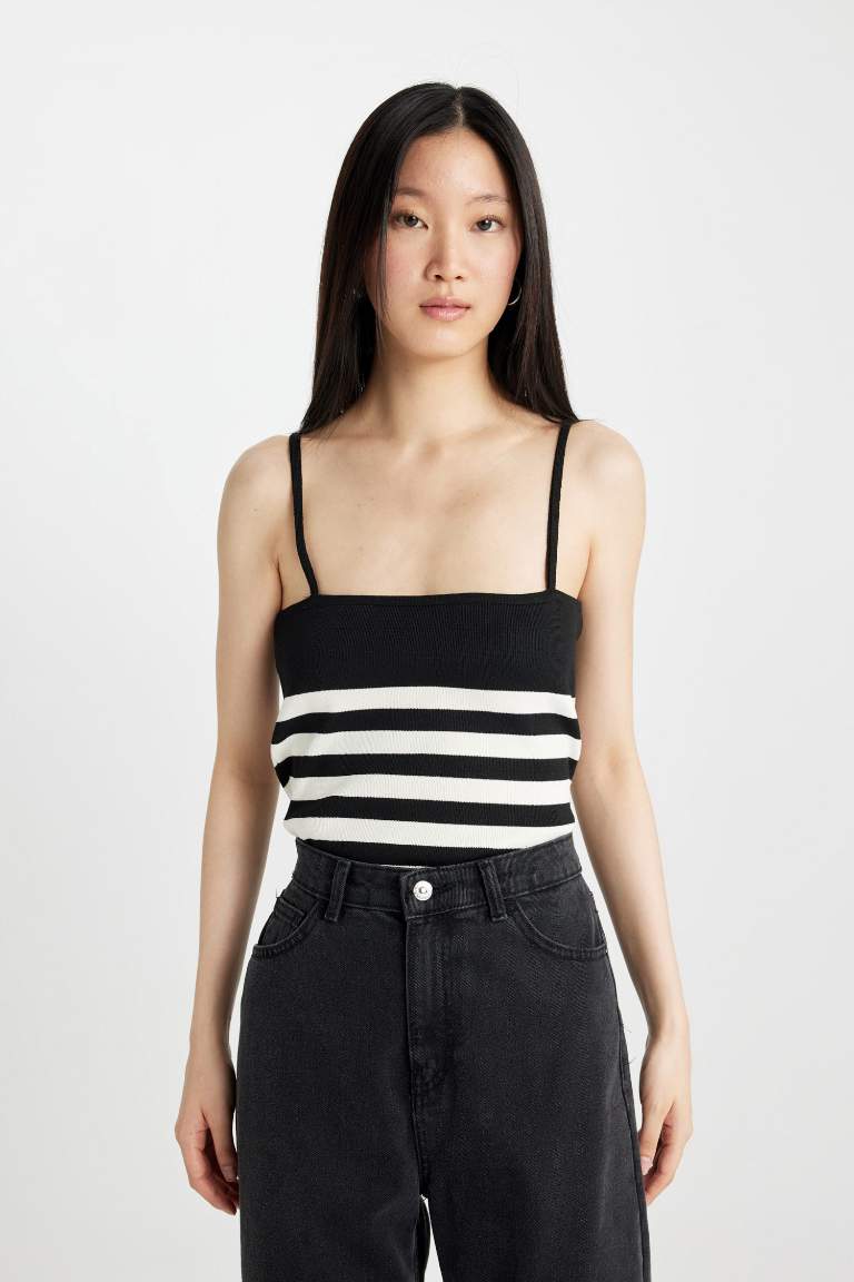 Fitted Striped Strappy Tank Top