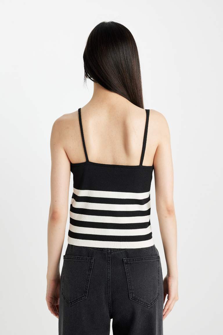 Fitted Striped Strappy Tank Top