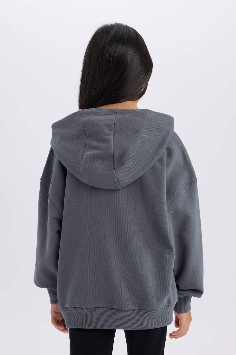 Kız Çocuk Snoopy Oversize Geniş Kalıp Kapüşonlu Sweatshirt