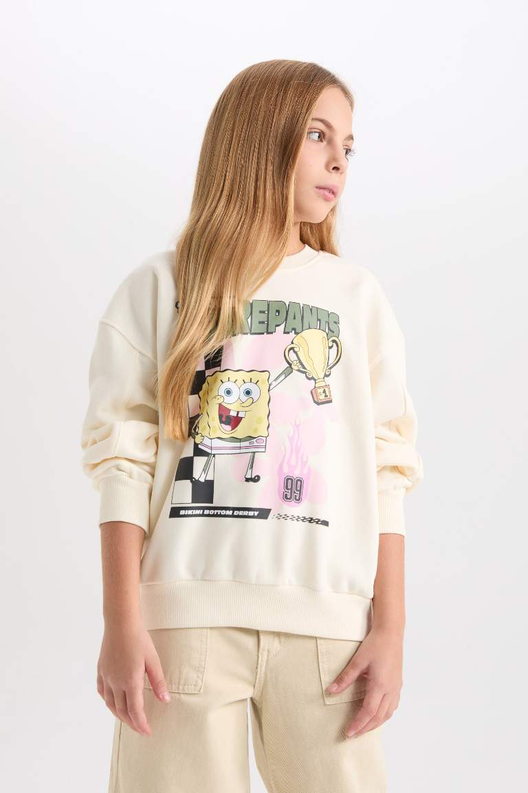 Girl SpongeBob Relax Fit Crew Neck 3D Sweatshirt