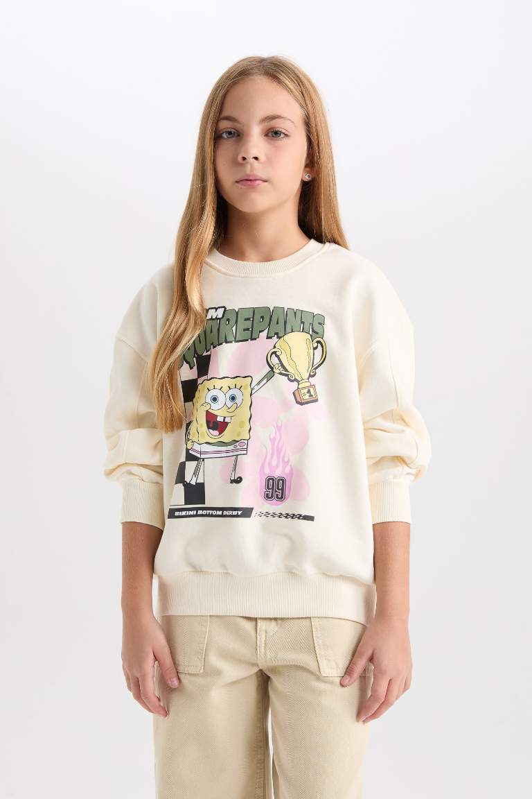 Girl SpongeBob Relax Fit Crew Neck 3D Sweatshirt