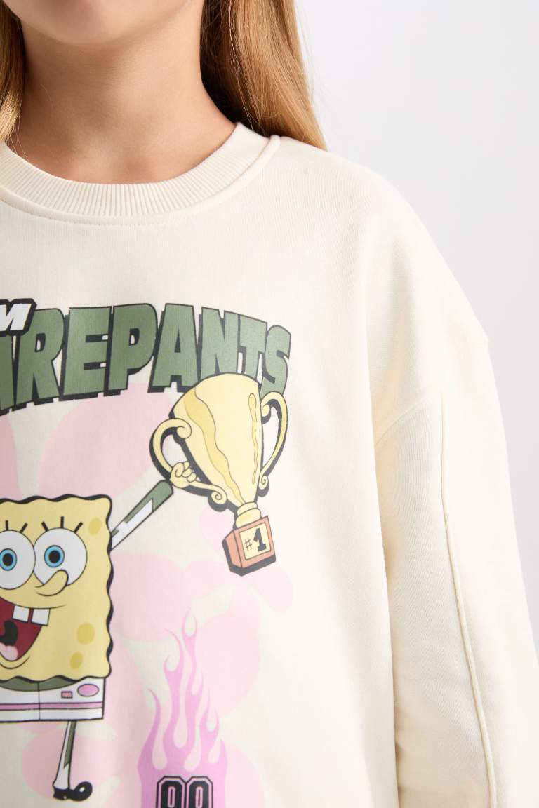 Girl SpongeBob Relax Fit Crew Neck 3D Sweatshirt