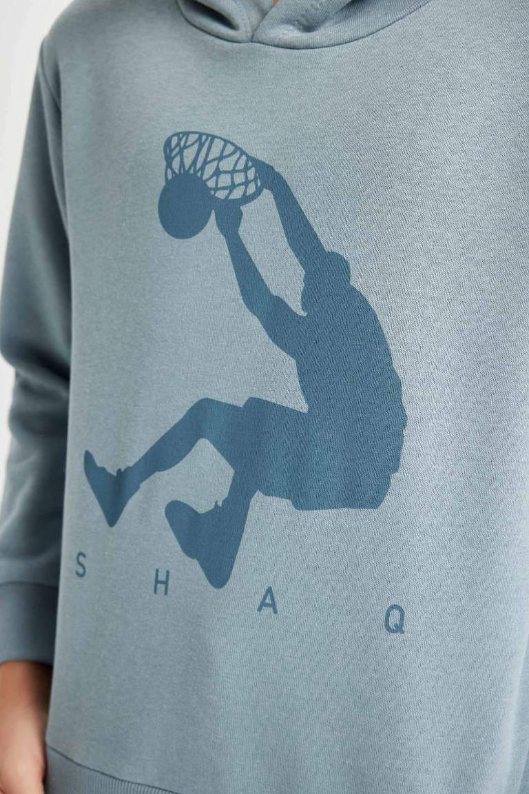 Blue Shaquille O'Neal Regular Fit Crew Neck Thick Sweatshirt