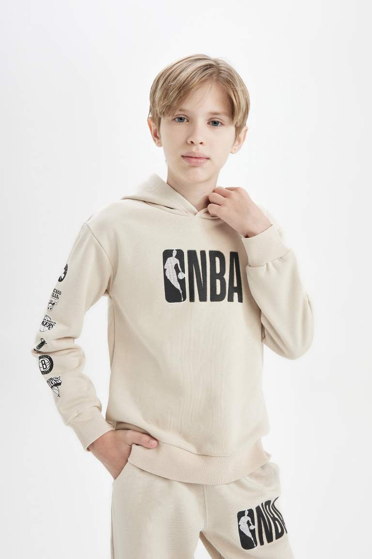 Boy NBA Current Teams Regular Fit Crew Neck Thick Sweatshirt