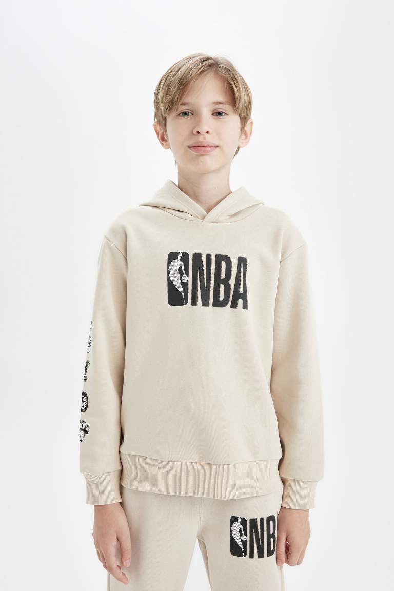 Boy NBA Current Teams Regular Fit Crew Neck Thick Sweatshirt