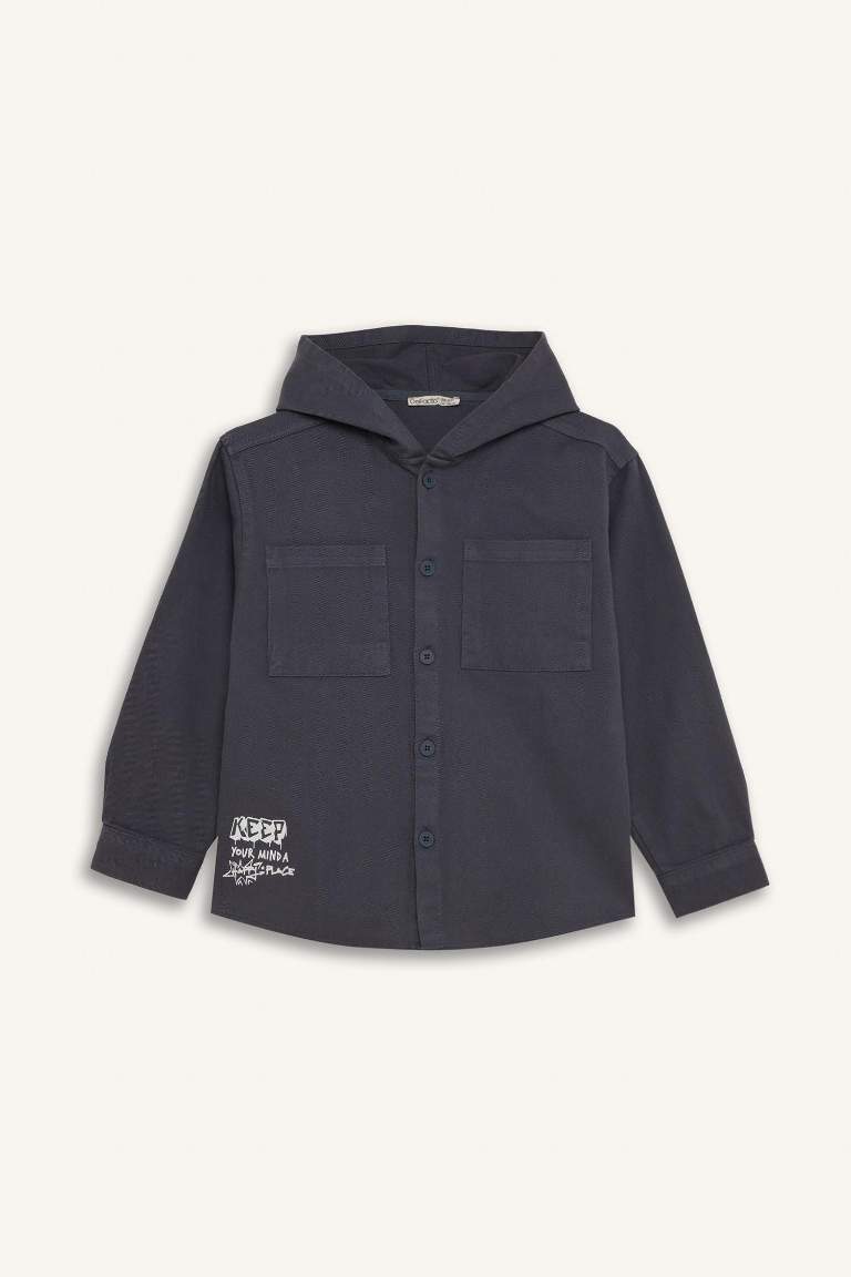 Chemise oversize en gabardine à capuche pour garçon