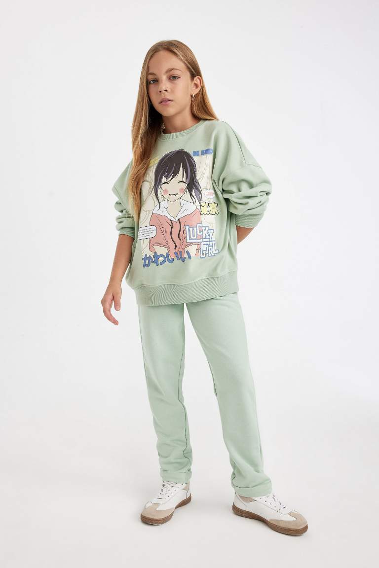 Girl Carrot Fit Thick Sweatpants with Elastic Waist