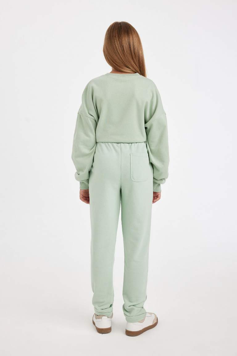 Girl Carrot Fit Thick Sweatpants with Elastic Waist