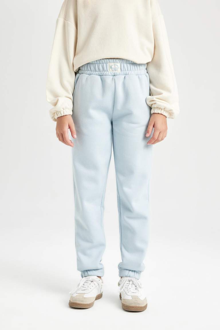 Kız Çocuk Standart Fit Beli Paçası Lastikli Basic Düz Jogger Eşofman Altı