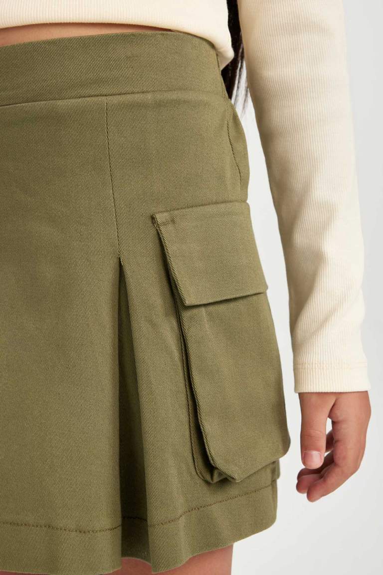 Girl Pleated Detailed Gabardine Skirt