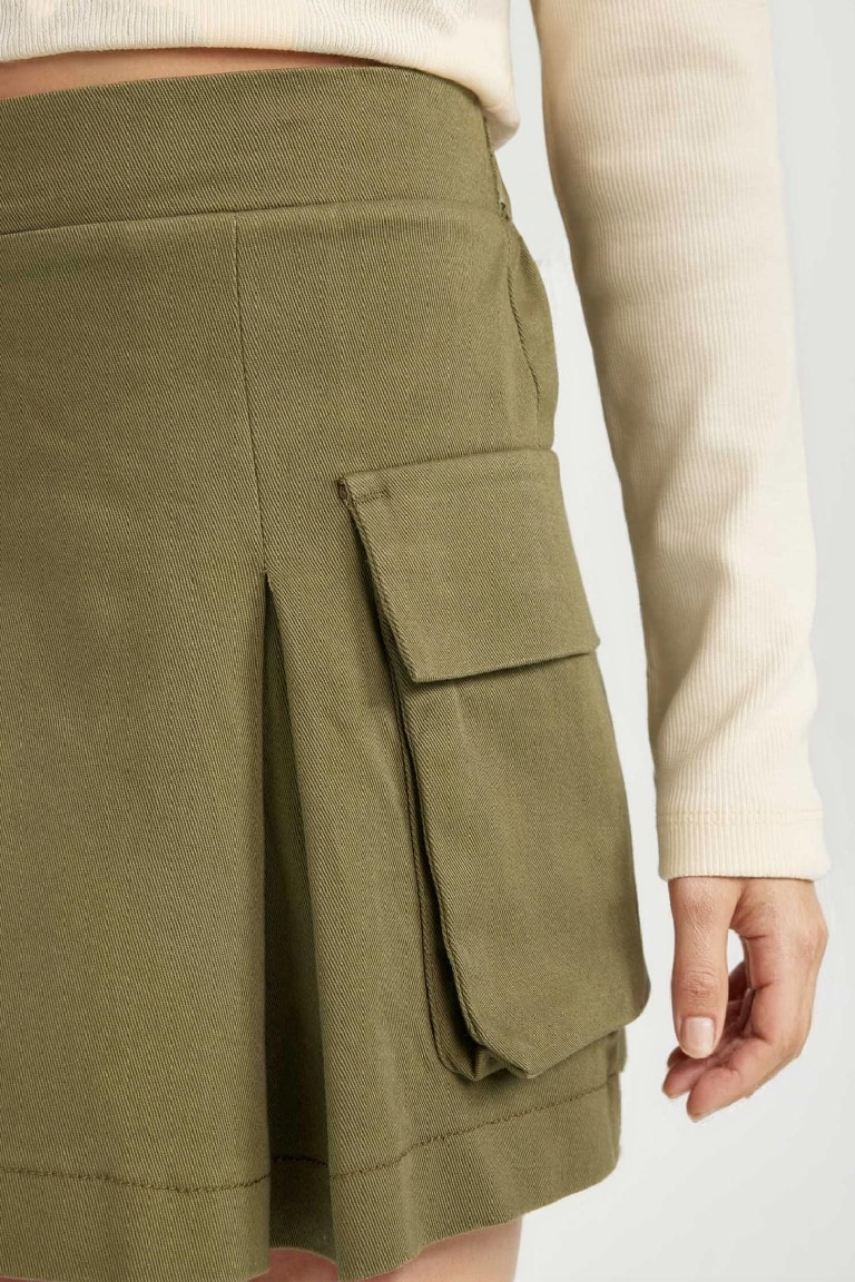 Girl Pleated Detailed Gabardine Skirt